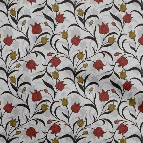 oneOone Cotton Poplin Twill Red Fabric Floral Retro Fabric For Sewing Printed Craft Fabric By The Yard 56 Inch Wide