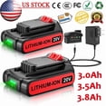 thumbnail image 2 of 2PACK 20V Lithium-ion Battery Replace / Charger for BLACK  DECKER 20 Volt LBXR20, 2 of 13