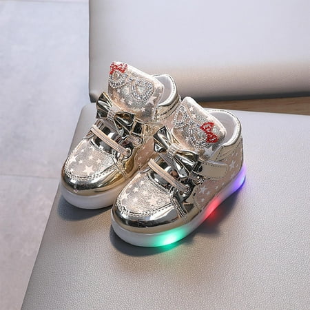 

Hipattires Toddler Boys Shoes Fashion Comfortable First Walking Girls Gold Shoes