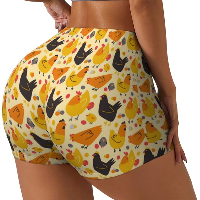 Fotbe Funny Chicken Shorts Sin Costuras – Shorts Deportivos de Cintura Alta para Mujer, Elásticos para Gimnasio, Yoga, Running o Ciclismo-XX-Large