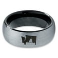 thumbnail image 2 of Tungsten Washington The Evergreen State Capitol Building Band Ring 8mm Men Women Comfort Fit Black Dome Brushed Gray Polished, 2 of 4
