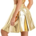 thumbnail image 3 of Haitryli Women Shiny Metallic Skater Flared Skirts Holographic High Waist Pleated Skirts Dancewear Gold M, 3 of 7