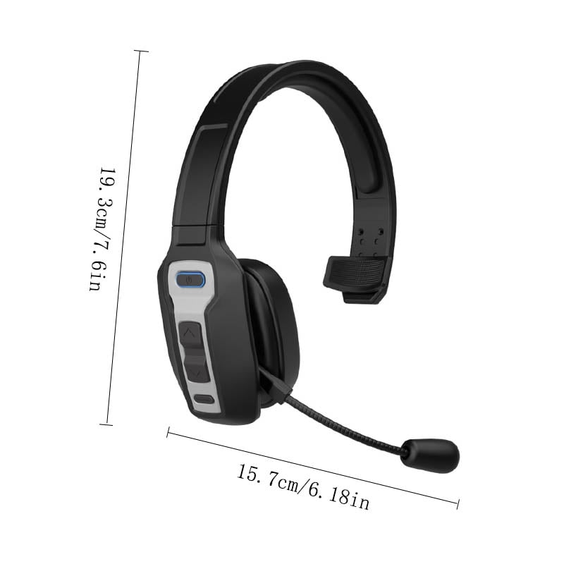 Truck Driver Bluetooth Headset with 270° Adjustable Microphone, AI Noise Cancellation & Mute Button, Supports Hands-Free Calls, for Home/Office/Call Centers (Black)