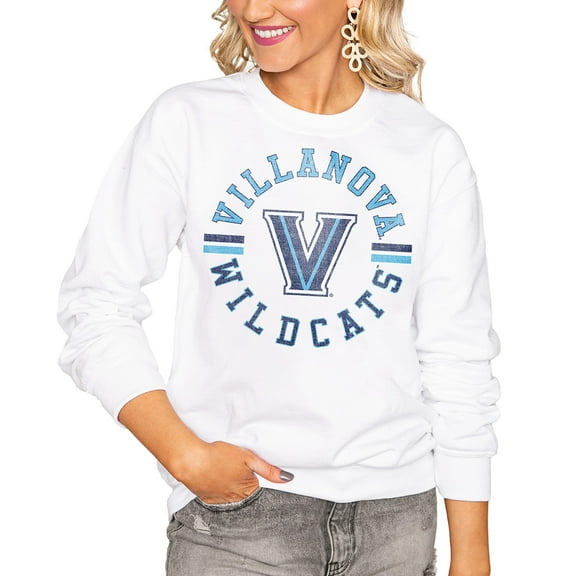 Women's Gameday Couture White Villanova Wildcats Oversized Vintage Days Perfect Crew Sweatshirt