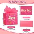 thumbnail image 6 of 13" Pink Happy Birthday Gift Bag with Tissue Paper and Greeting Card for Party,Happy Birthday Gift Bag for Men Women,Gift Bags Medium size(1 PCS Pink Hot Stamping), 6 of 6