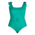thumbnail image 5 of Time and Tru Women's and Women's Plus Belted One-Piece Swimsuit with Tie Shoulders, Sizes S-3X, 5 of 5