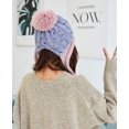 thumbnail image 3 of Gorro de invierno con orejeras peruanas para mujer, gorro de nieve de sherpa con forro polar de punto y 3 pompones, azul, 3 of 5