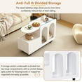 thumbnail image 6 of AENKYO Mobile End Table with lockable wheels, Cream Style Side Table with Storage Drawer, 11.8inch Narrow Nightstand with Multi-layer Storage for Living Room,White, 6 of 11