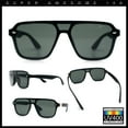 thumbnail image 2 of Color Mirror Shield Flat Top Racer Rimless Horn Rim Plastic Sunglasses Black - Green, 2 of 8