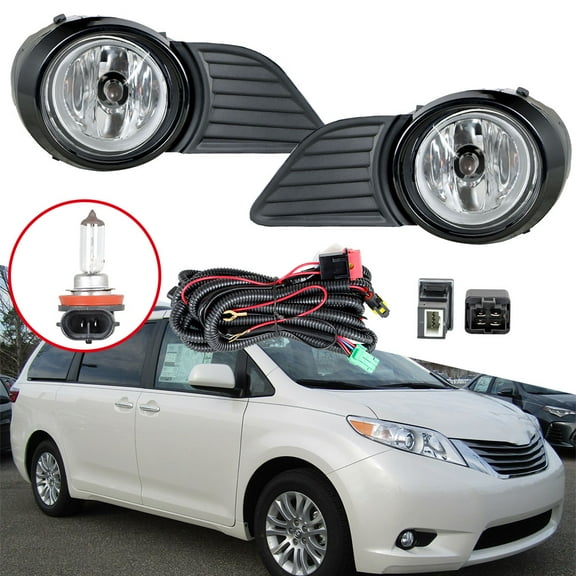 Genrics 2-Pack Fog Light Assembly with Bulbs Switch Wiring Kit Replacement for Sienna 2011-2017