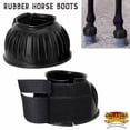 thumbnail image 2 of Hilason Western Horse PVC Ribbed Double Hook & Loop Leg Bell Boots Black, 2 of 8