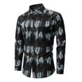 thumbnail image 4 of TKKCS Mens Graphic Button Down Shirts- Regular Fit Casual Stretch Vacation Lightweight Long Sleeve Shirts Black Size 2XL, 4 of 5