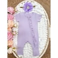 thumbnail image 3 of 2 Sets Warm & Comfy Short Sleeve Infant Onesie Set with Flower Headband- Soft Regular Fit Bodysuit for Summer/Fall, 3 of 5