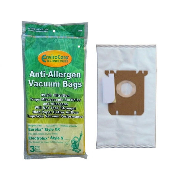 3 Eureka & Electrolux Style OX, Sanitaire Style S H10 Allergy HEPA Vacuum Bags, S-Clinic, SP200 EL200 and EL202, EL 200B