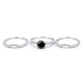 thumbnail image 4 of Trio Set Three Piece Wedding Ring Round Black CZ 925 Sterling Silver Size 10, 4 of 4