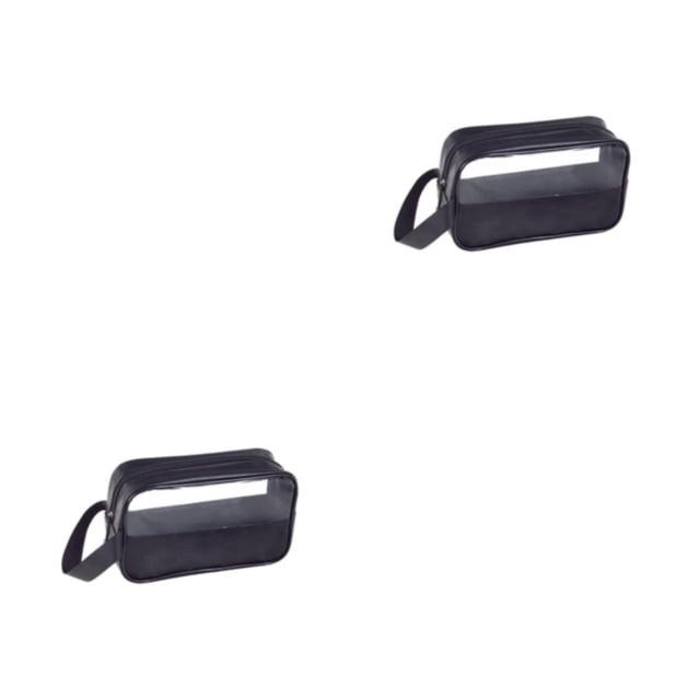 Bolsa de almacenamiento de cosméticos Seitruly portátil e impermeable para viajar negro 2Conjunto