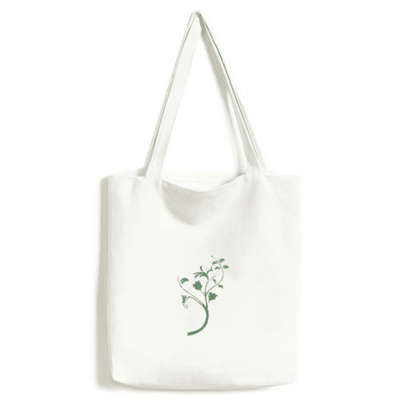 green branches flowers tote canvas bag shopping satchel casual handbag