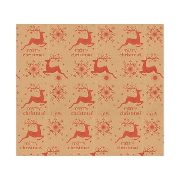 putnchl Christmas Wrapping Paper Christmas Elements Collection Single-Sided Wrapping Paper Plaid Barn-Moose And Other Patterns-70cmX50cm