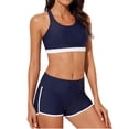 thumbnail image 3 of Feancey Womens Sport Swimsuits Two Piece Racerback Tops and Boyshort Bottoms Bathing Suits Colorblock High Waist Tummy Control Swimsuit Sets Clearance Sale Blue XXL, 3 of 5