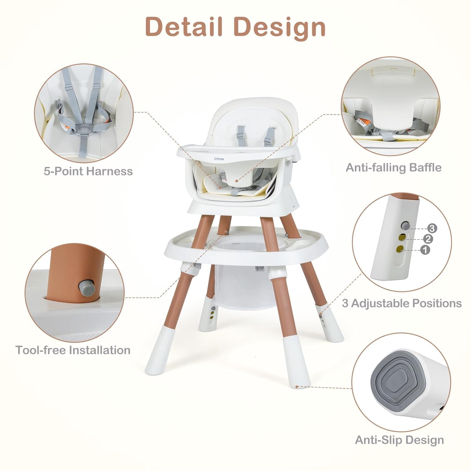 INFANS 9 in 1 High Chair, Convertible Baby Highchair for Babies and Toddlers, Table and Chair Set Building Block Infant Dining Booster Seat, Kids Stool with Activity Children Play Kitchen