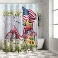 thumbnail image 4 of 4th of July Shower Curtain Retro American Flag Bicycle Patriotic Shower Curtains for Bathroom Decor Independence Day Daisy Sunflower Bath Curtains Sets with Hooks Waterproof Extra Long 72" x 84", 4 of 5