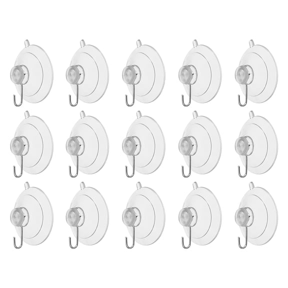 Uxcell 15 Pieces Suction Cup Hooks 1.20" Waterproof Vacuum Shower Hook Load 2.2 lbs, Clear