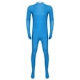 thumbnail image 4 of YONGHS Mens Spandex Open Face Zentai Suit Costume Back Zipper Unitard Full Cover Jumpsuit Bodysuit Sky Blue 190, 4 of 7