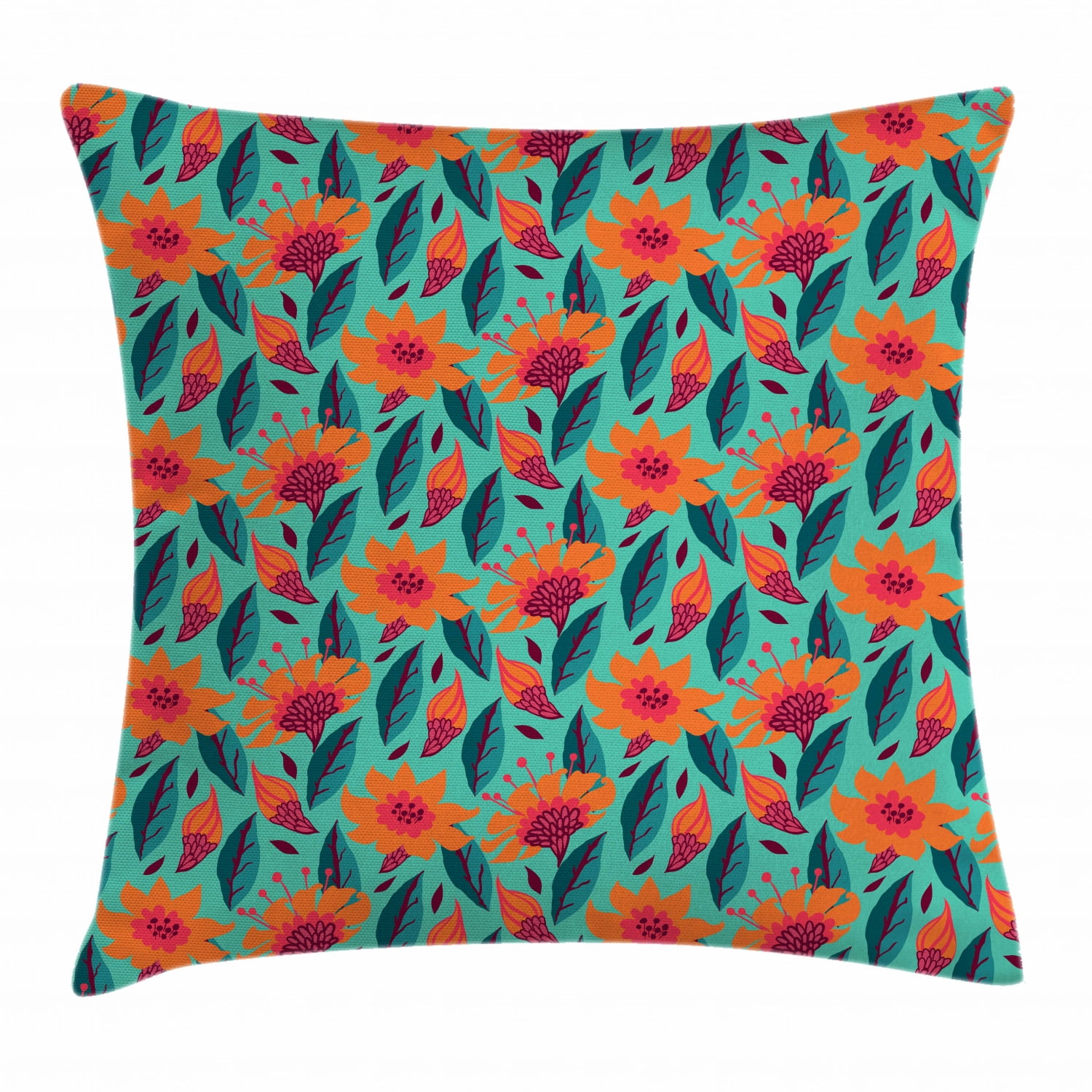 Botanical Throw Pillow Cushion Cover, Ditsy Style Floral Pattern with