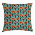 thumbnail image 1 of Botanical Throw Pillow Cushion Cover, Ditsy Style Floral Pattern with Vibrant Leaves Revival Field, Decorative Square Accent Pillow Case, 24 X 24 Inches, Sea Green Vermilion Dark Coral, by Ambesonne, 1 of 2