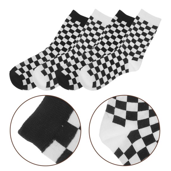 WEUVEB 2 Pairs Black Cotton Mid Calf Socks Breathable Comfortable Color for Everyday Wear