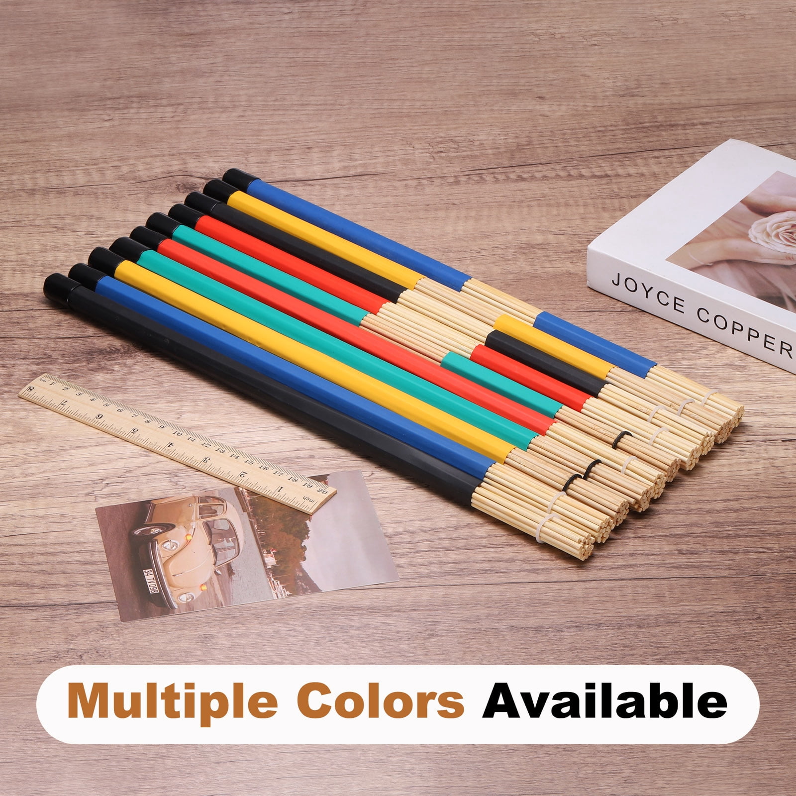 Uxcell Jazz Drum Sticks, 3 Pair Bamboo Rods Drum Brushes 19 Bundles Drumsticks for Jazz Folk Acoustic Performance Small Venue, Green(Segmented)