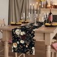 thumbnail image 2 of Vintage Black Floral 70 Inch Table Runner, Spring Seasonal Botanical Blooms Farmhouse Dresser Scarf Cotton & Linen Tablerunner for Dining/Kitchen Island/Holiday Party Décor 13" x 70", 2 of 9