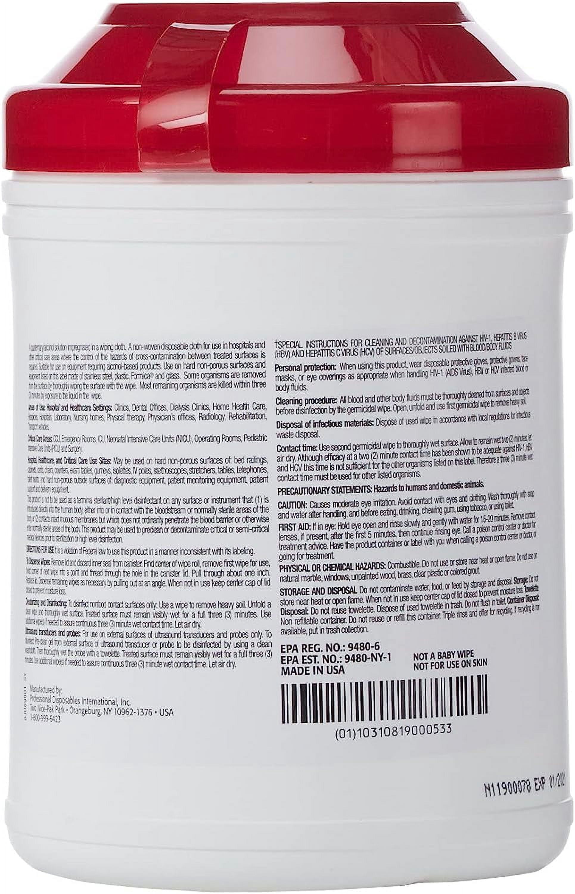 PDI Sani-Cloth Plus Germicidal Disposable Wipes, 160 Wipes per Canister, Case of 12