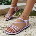 thumbnail image 6 of YgkuHd Women's Casual Flat Sandals Multi-Layered Crisscross Straps Elastic Heel Strap Soft Synthetic Leather Purple,6.5, 6 of 9
