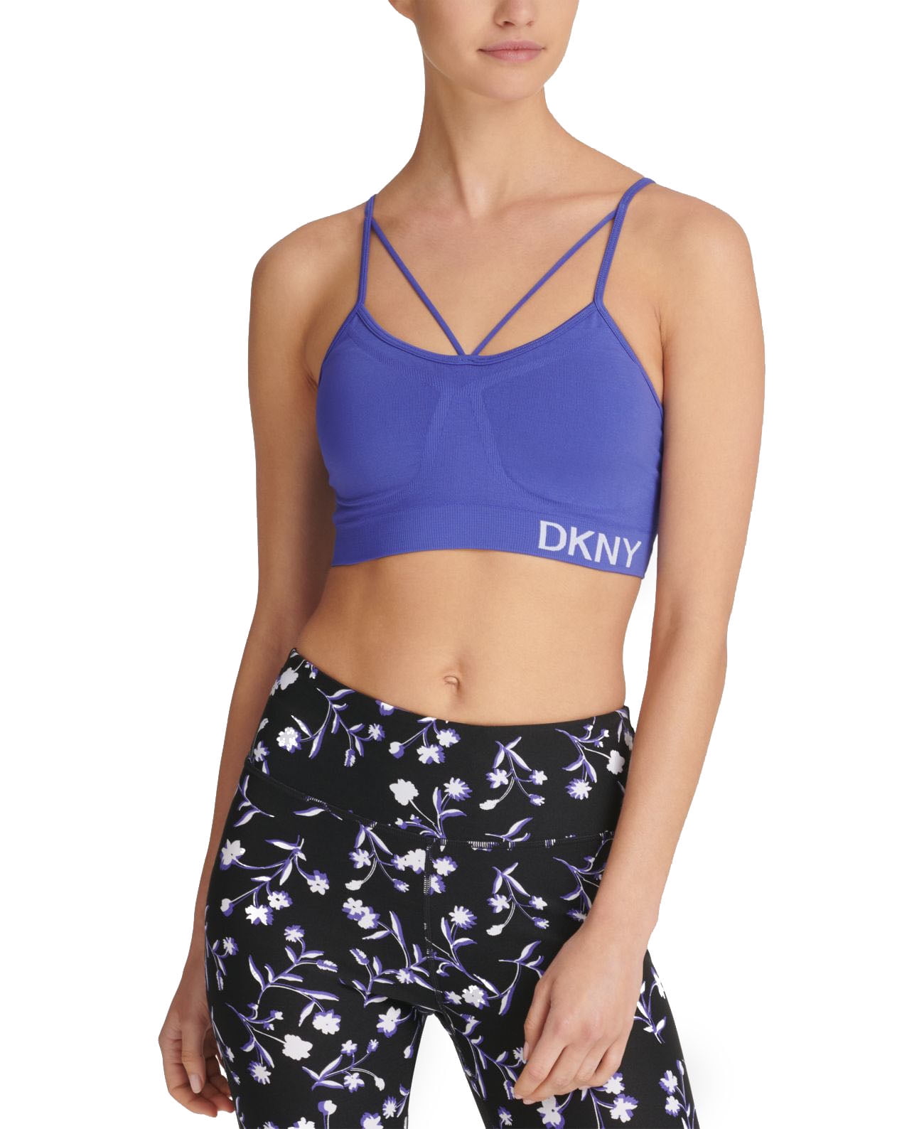 bright blue sports bra