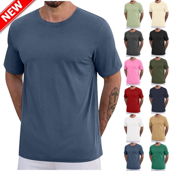 Taqqpue Men's T-Shirts Ultra Soft Cotton Curve Hem Lightweight Cooling Short Sleeve Basic Casual Classic Plus Size Tee Shirt for Men