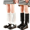 thumbnail image 3 of Qudderr Toddler Baby Girls Knee High Socks Cotton Knit over Calf Dance Socks 3-12 Years Girls Tassel High Socks for Kids, 3 of 7