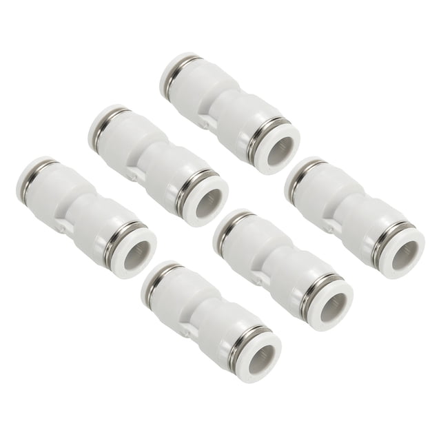 Unique Bargains Pousser pour Raccorder les Raccords, 6 Pack Raccords Tubes Droits, Blanc, 3/8 Pouces Od