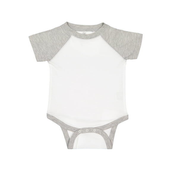Rabbit Skins Infant Fine Jersey Raglan Short Sleeve Baseball Bodysuit, White/Vintage Heather, 24 Months