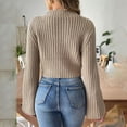 thumbnail image 6 of Weikingp Sweaters for Women,Women'S Short Crop Top Woven Sweater Autumn and Winter Flared Sleeve Half High Neck Pullover Sweater Cable Knit Sweater Women Pullover Sweaters for Women, 6 of 9