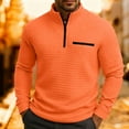 thumbnail image 4 of WMTBSRSW Mens Quarter Zip Pullover Long Sleeve Waffle Zip up Sweatshirt Casual Stand Collar Golf Sweaters with Pocket Orange X-Large, 4 of 6