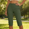 thumbnail image 6 of Women's Capri Golf Trousers Casual Quick Dry UPF 50+ Lightweight Quick Dry 3/4 Cargo Pants Hiking Shorts with Pockets Army Green L, 6 of 7
