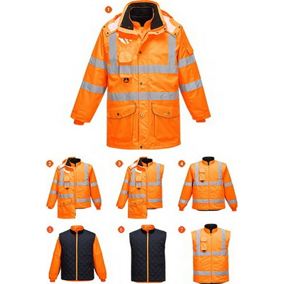 Portwest URT27 Hi-Vis 7in1 Jacket-Orange-3XL