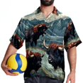 thumbnail image 4 of Yak Men's Casual Printed Hawaiian Poplin Button Down Short Sleeve Beach Shirt Unisex, 4 of 6