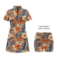 thumbnail image 4 of Uorisanigo Hawaiian Hibiscus Couple Matching Outfit Mens Golf Shirts Short Sleeve Casual Workout Cool 1/4 Zip Up Shirt and Golf Clothes for Women with Built in Shorts and Pockets, 4 of 8