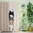 thumbnail image 2 of Shower Curtain, Japanese Cute Aquatian Dogs Waterproof Shower Curtain Set with Hooks for Bathroom Showers,Stalls and Bathtubs,36x72In Brown Striped, 2 of 9