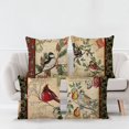 thumbnail image 2 of Funda de almohada decorativa de 4 piezas con diseño de pájaro cardenal vintage, hoja de acebo verde, muérdago rojo, lino, 45,7 x 45,7 cm, 2 of 4