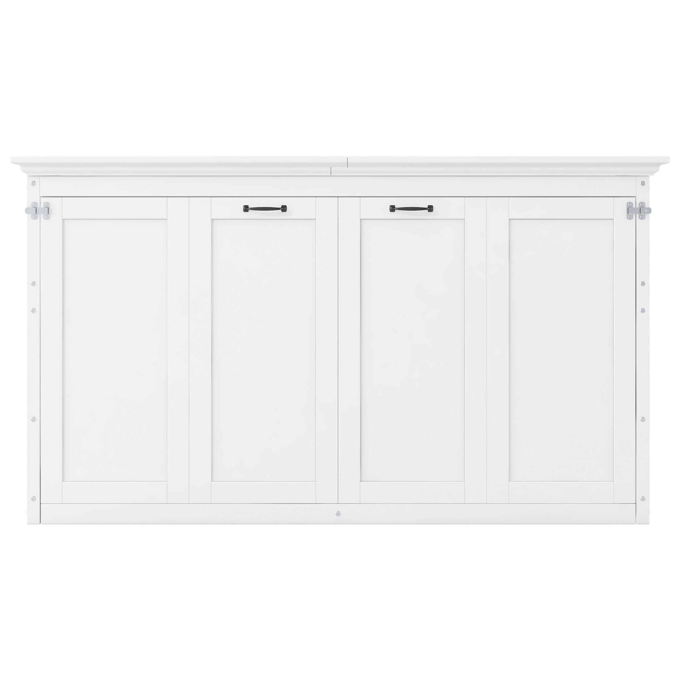 Noble House Halden Twin Size Pine Wood Murphy Bed, Hidden Foldable Wall Bed Cabinet with Slat Support, White