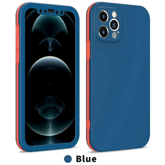 Hybrid Dual Layer iPhone 13 Pro Max Case (Blue) Camera Lens Protection 360° Full Enclosing Protective Shockproof and Scratch Resistant Cover