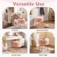 thumbnail image 3 of Giantex Faux Fur Vanity Stool Chair, Round Footstool Ottoman with Metal Legs, Fluffy Chair Footrest, Makeup Stool for Bedroom, 3 of 8
